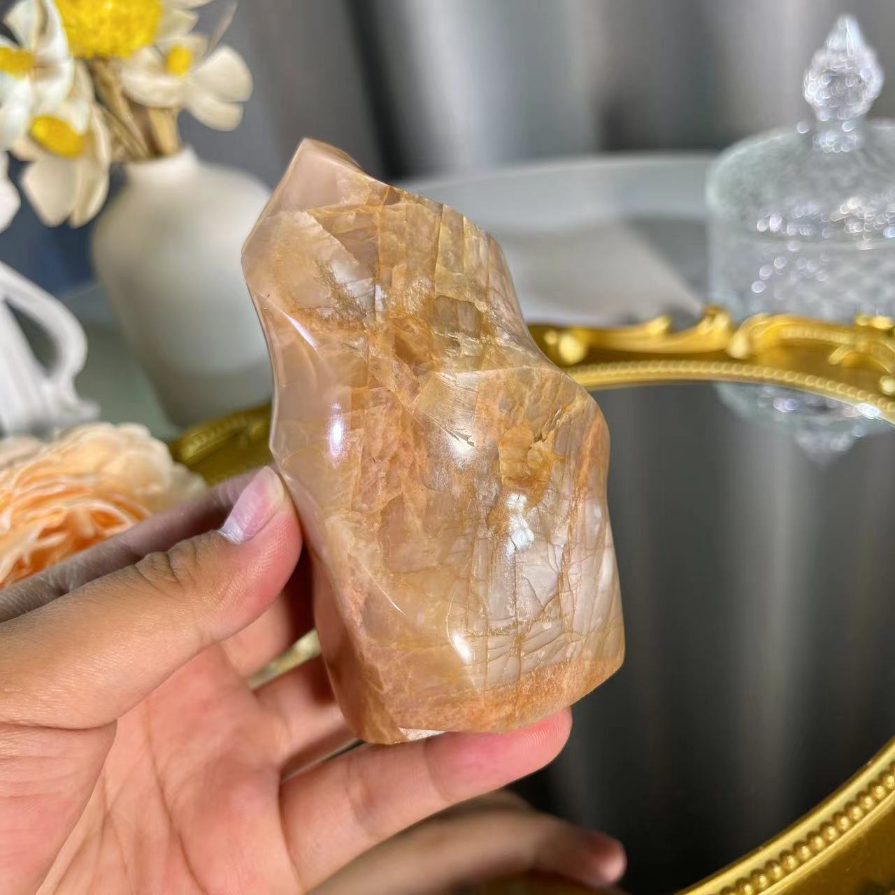 333g Orange Moonstone Flame 1PC