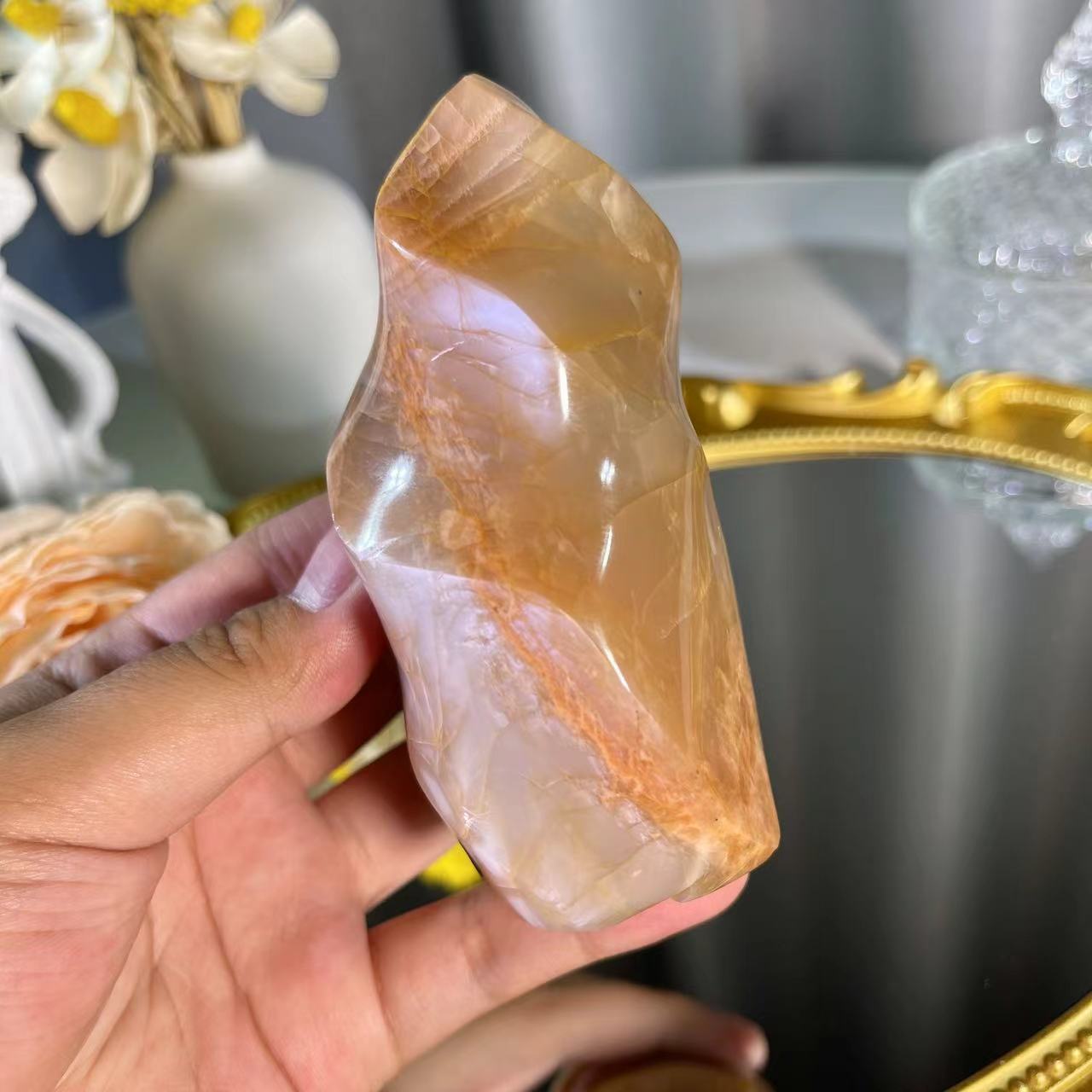 333g Orange Moonstone Flame 1PC