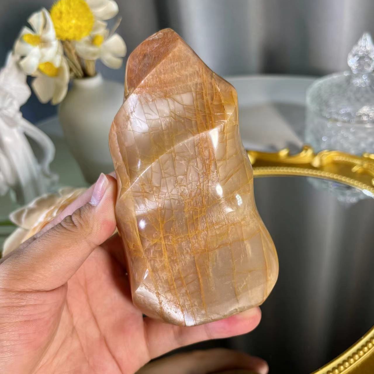 491g Orange Moonstone Flame 1PC