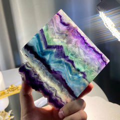 494g Rainbow Fluorite Slice 1PC