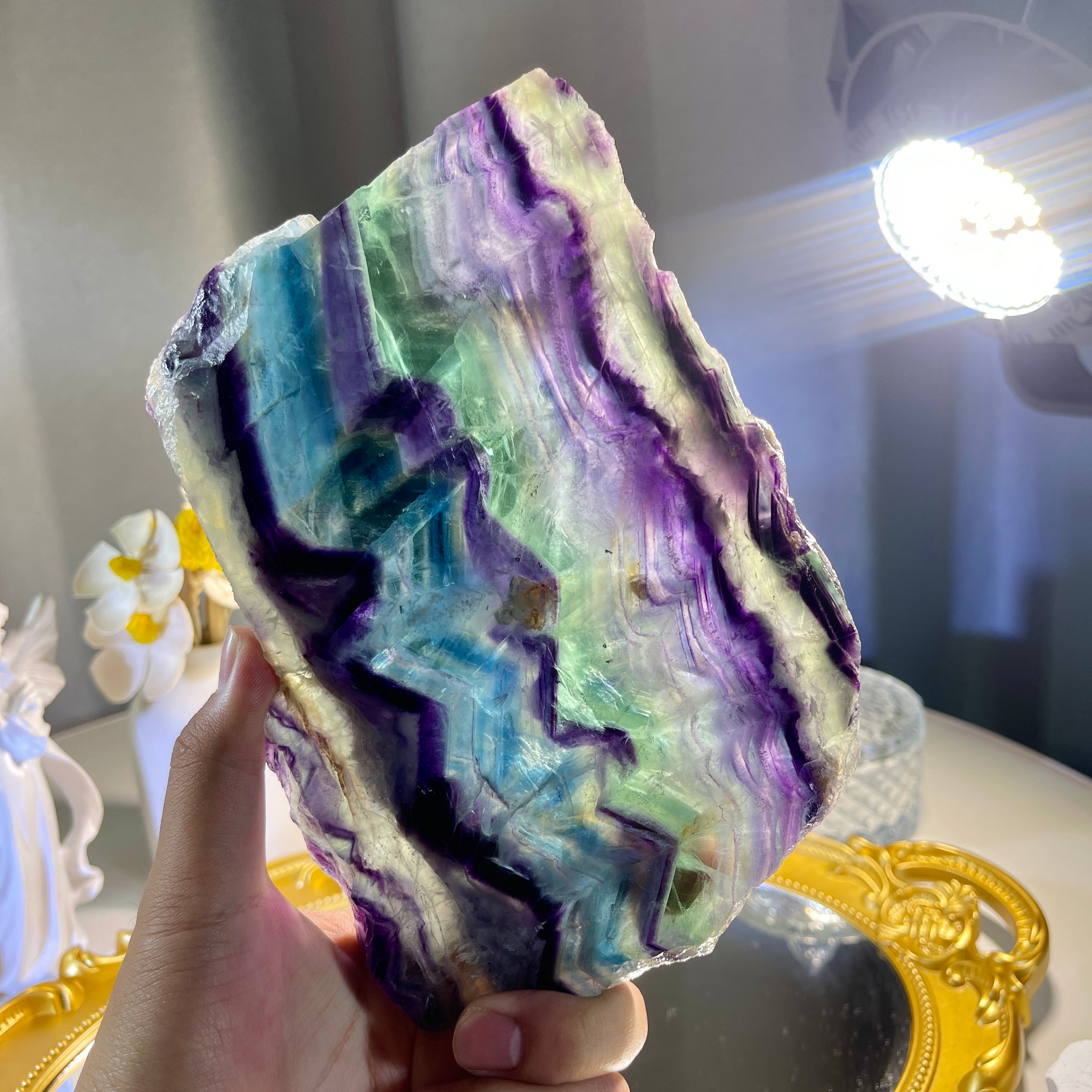 733g Rainbow Fluorite Slice 1PC