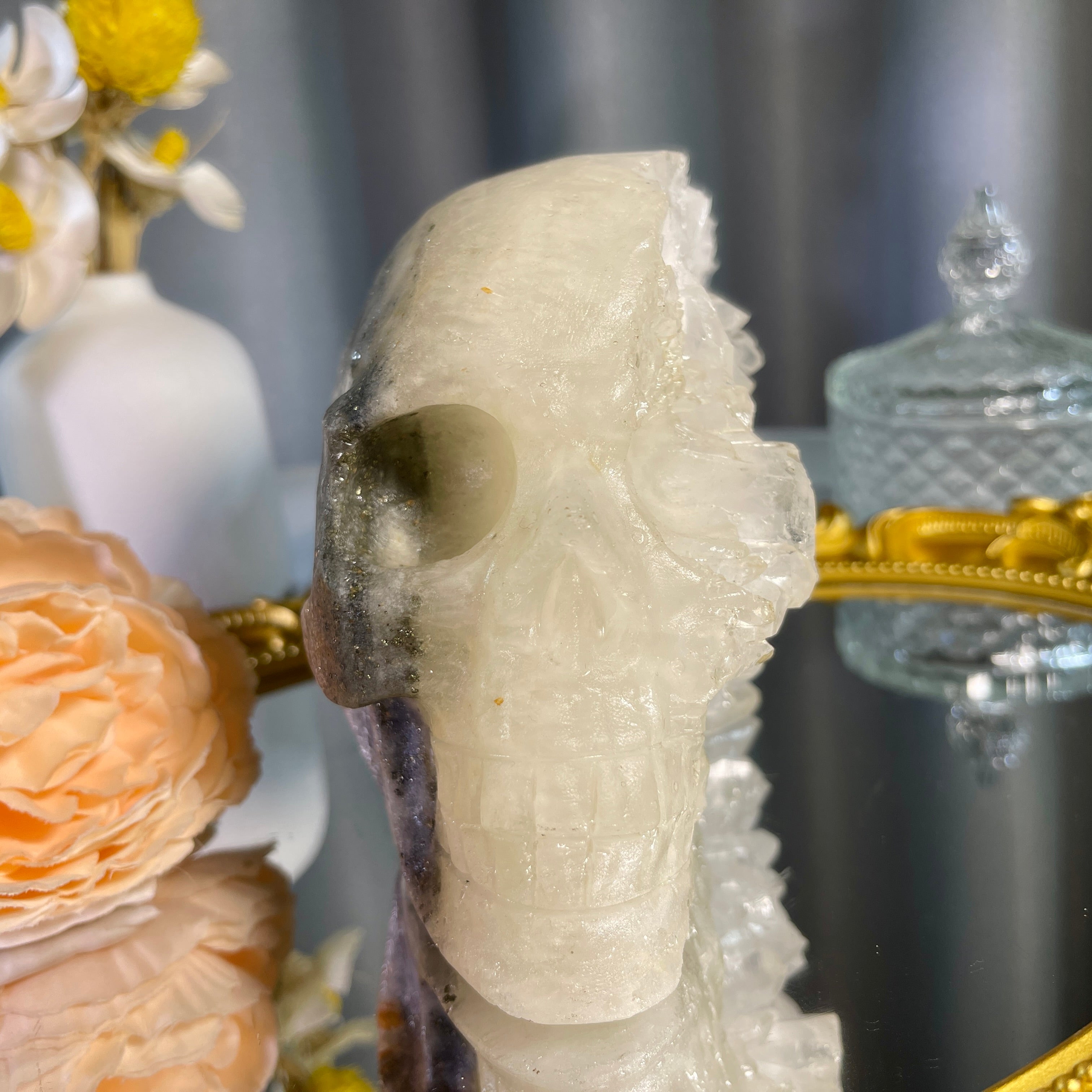 4.0"+ Crystal Cluster Skull 1PC