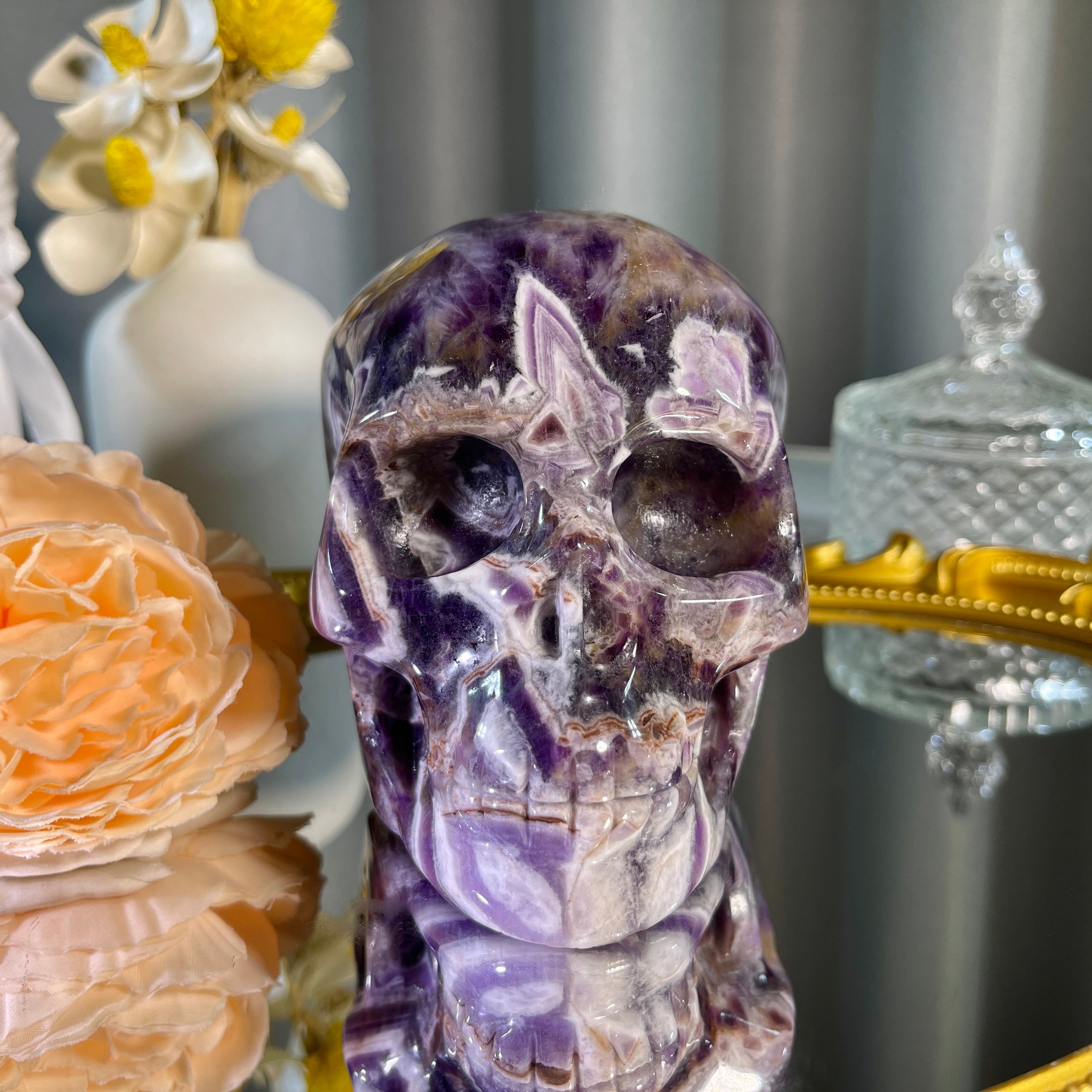 3.8"+ Dream Amethyst Skull 1PC