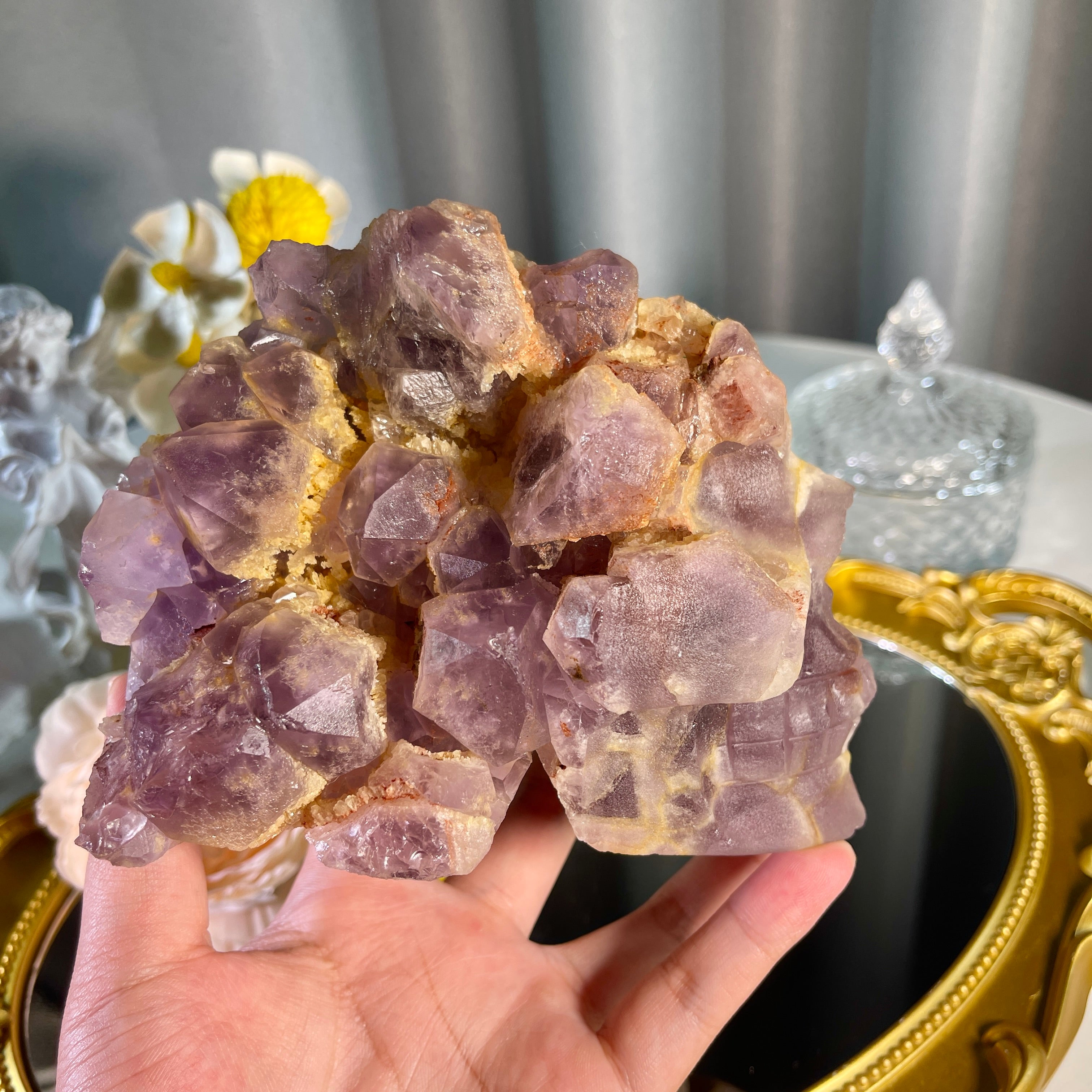 4.0"+ Amethyst Cluster Skull 1PC