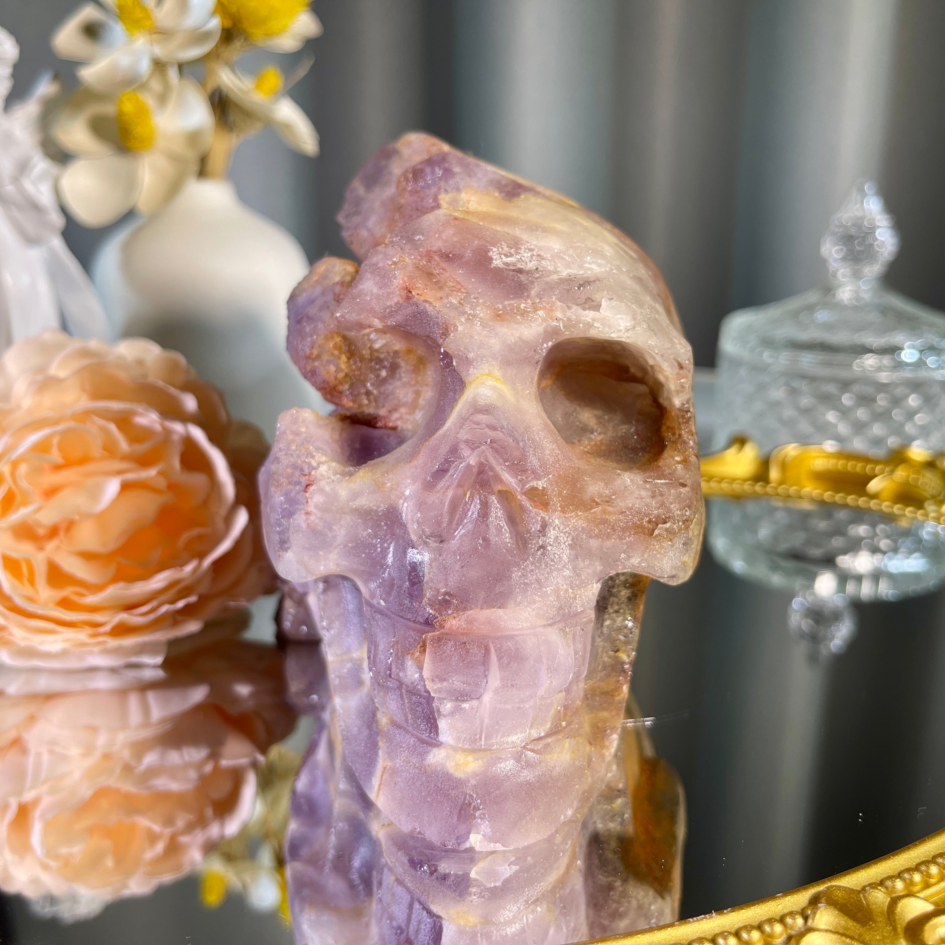 4.0"+ Amethyst Cluster Skull 1PC