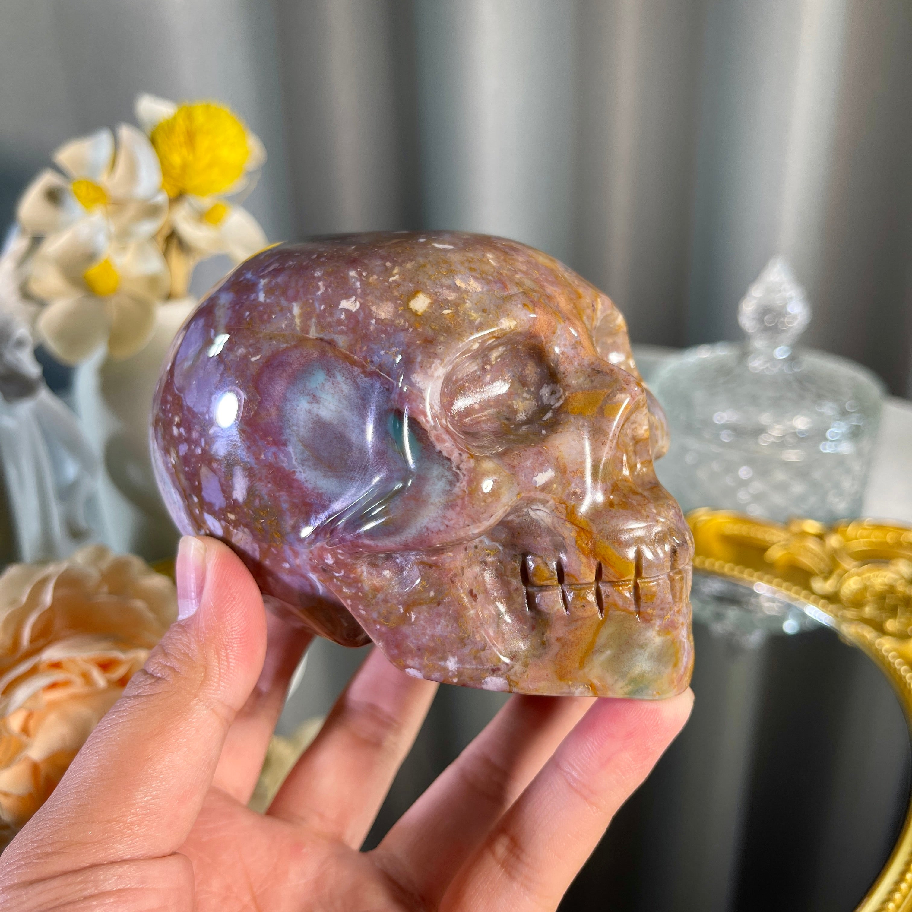 2.7"+ Ocean Jasper Skull 1PC