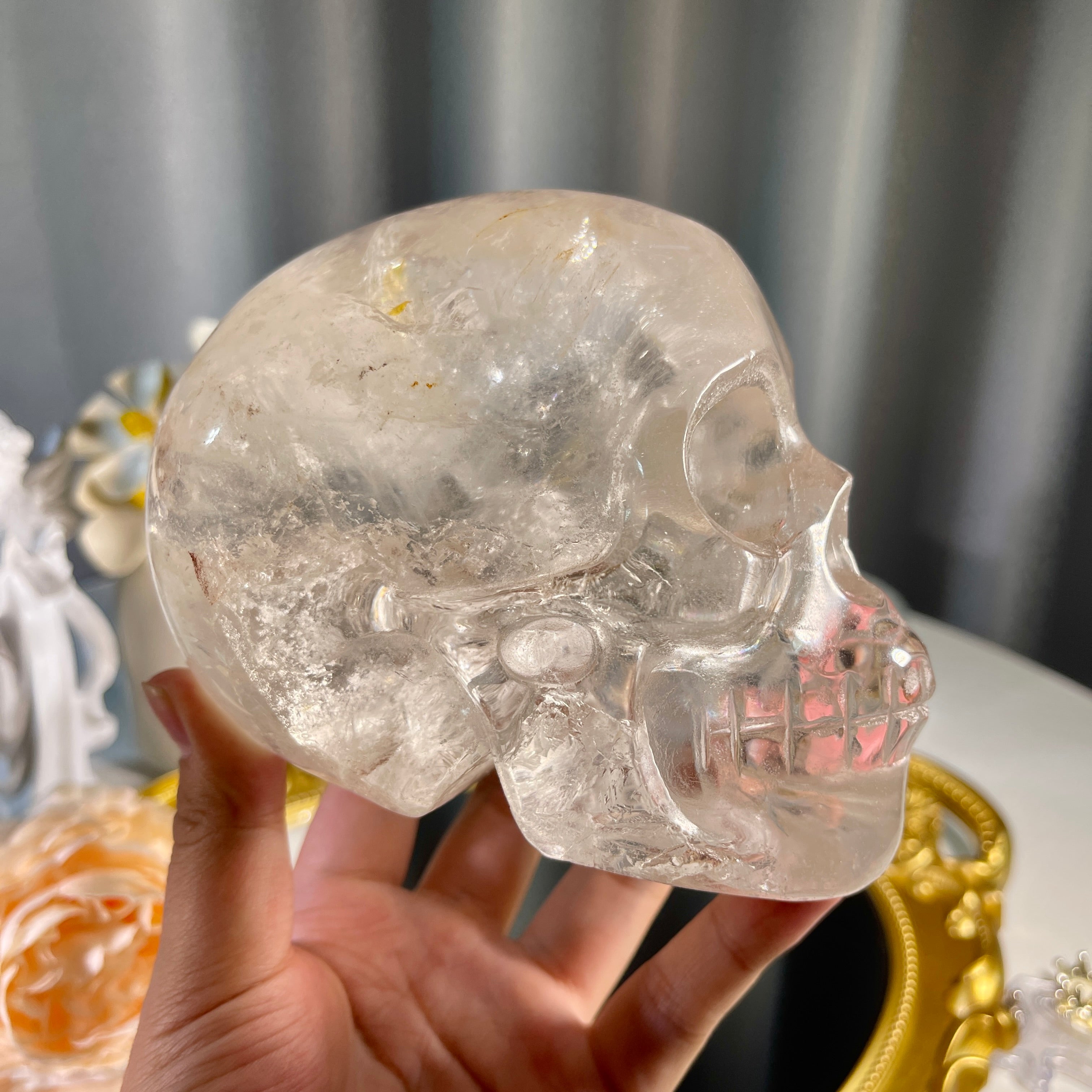 3.7"+ Clear Quartz Skull 1PC