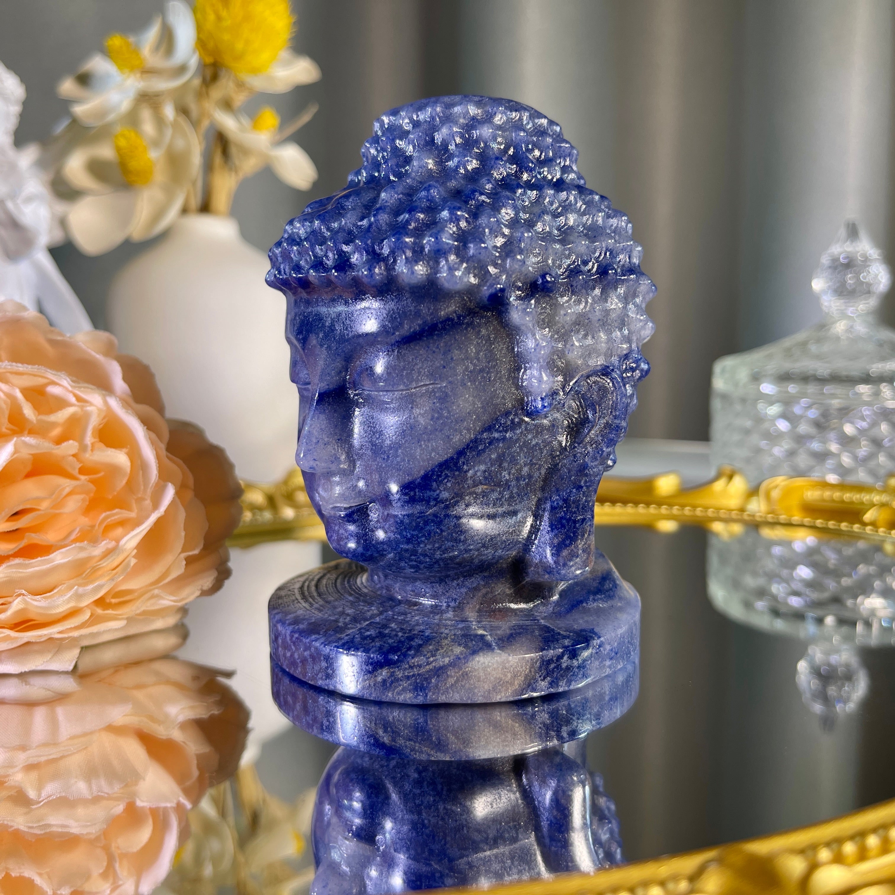 3.7"+ Blue Aventurine Buddha Head 1PC