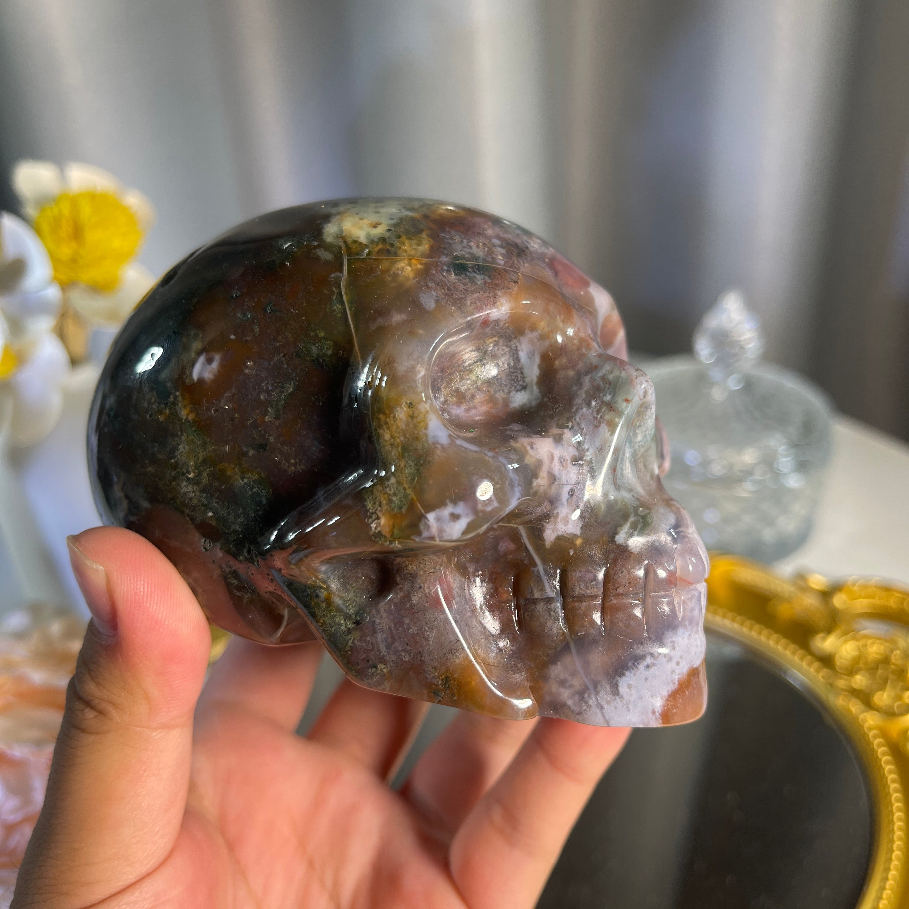 2.6"+ Ocean Jasper Skull 1PC