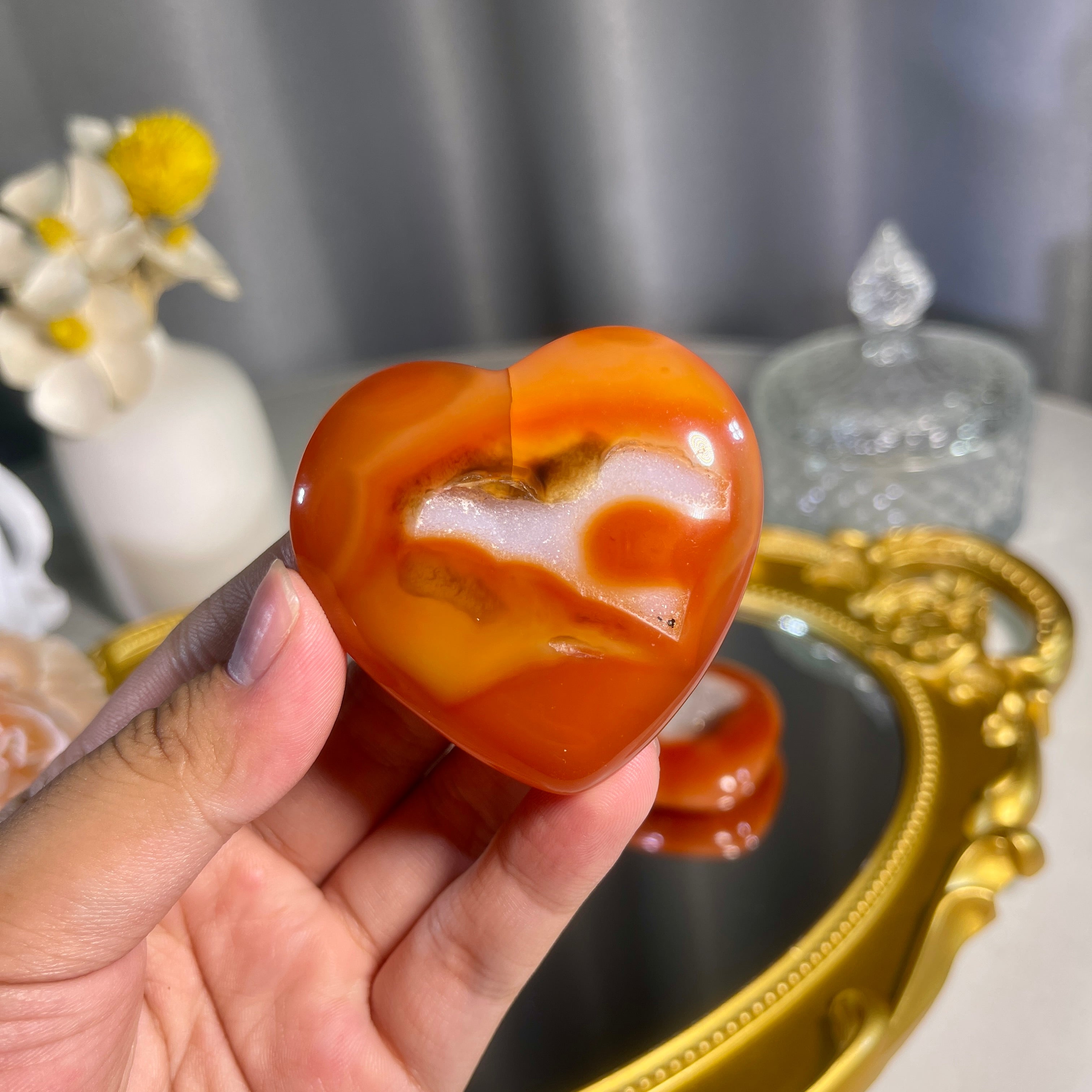 2.0"+ Red Agate Heart 1PC