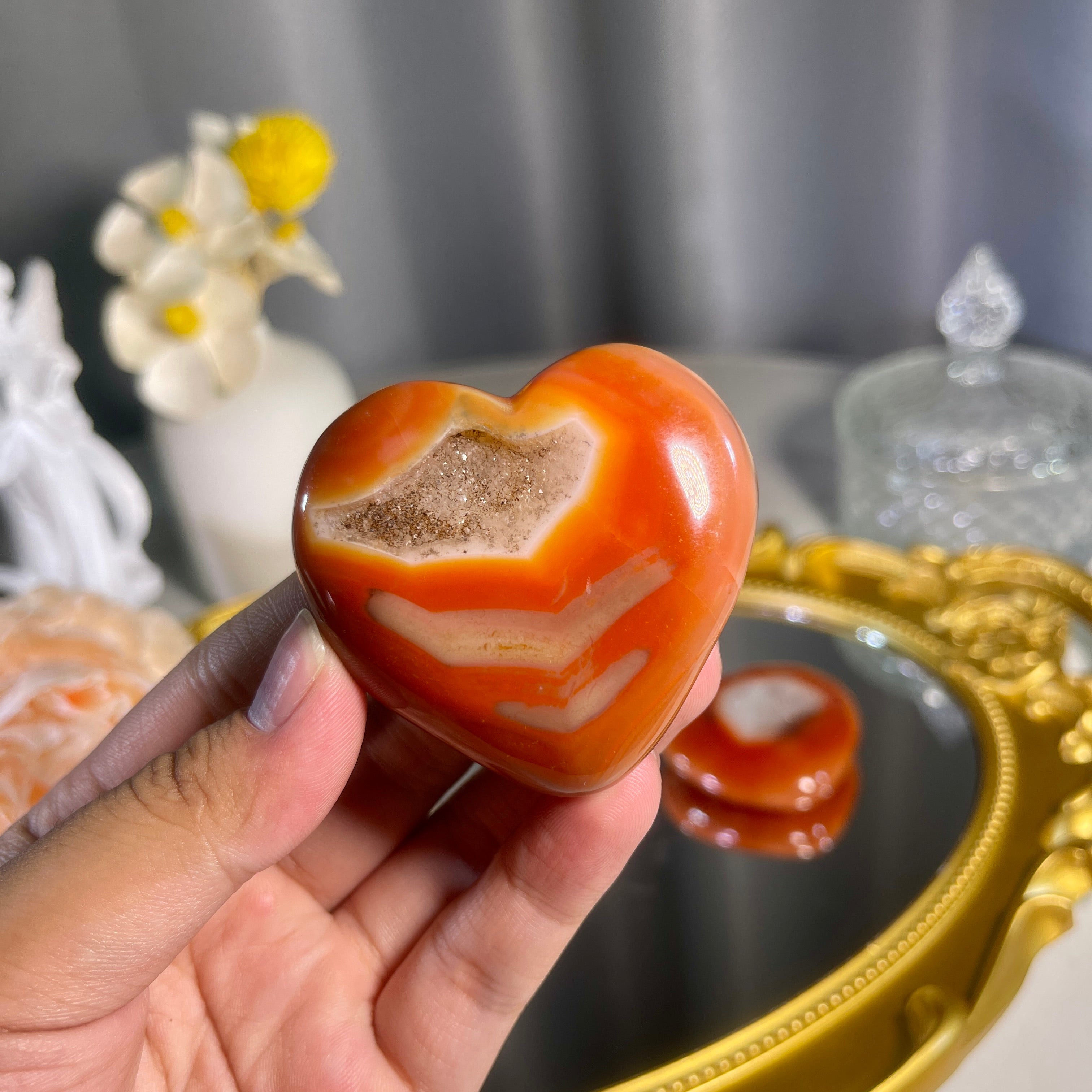 2.0"+ Red Agate Heart 1PC