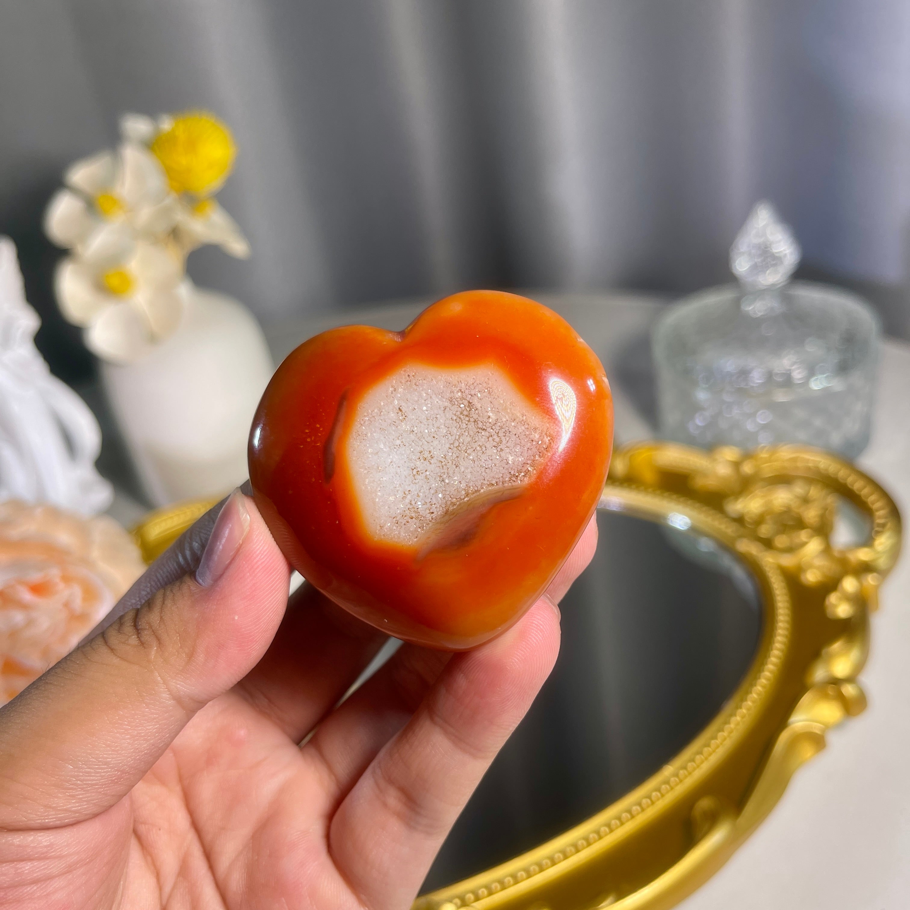 2.0"+ Red Agate Heart 1PC