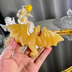 5.3"+ Yellow Calcite Dragon 1PC