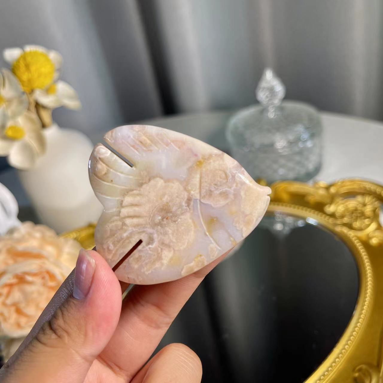 2.1"+ Flower Agate Fish 1PC