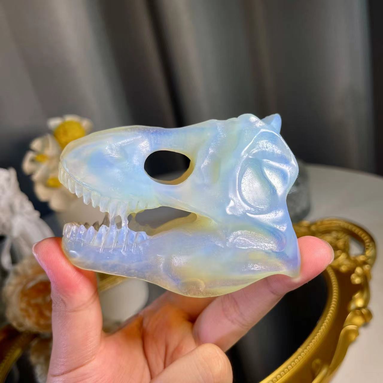 3.3"+ Opalite Dinosaur Skull 1PC