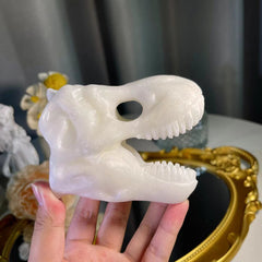 3.8"+ White Jade Dinosaur Skull 1PC