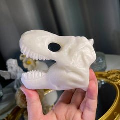 3.8"+ White Jade Dinosaur Skull 1PC