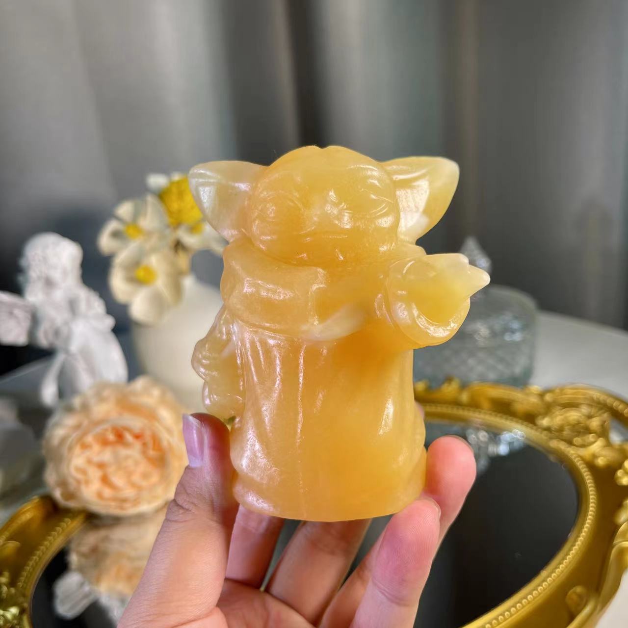 3.4"+ Yellow Calcite Yoda - Star Wars 1PC