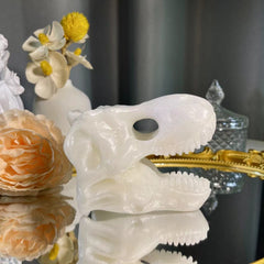 3.8"+ White Jade Dinosaur Skull 1PC