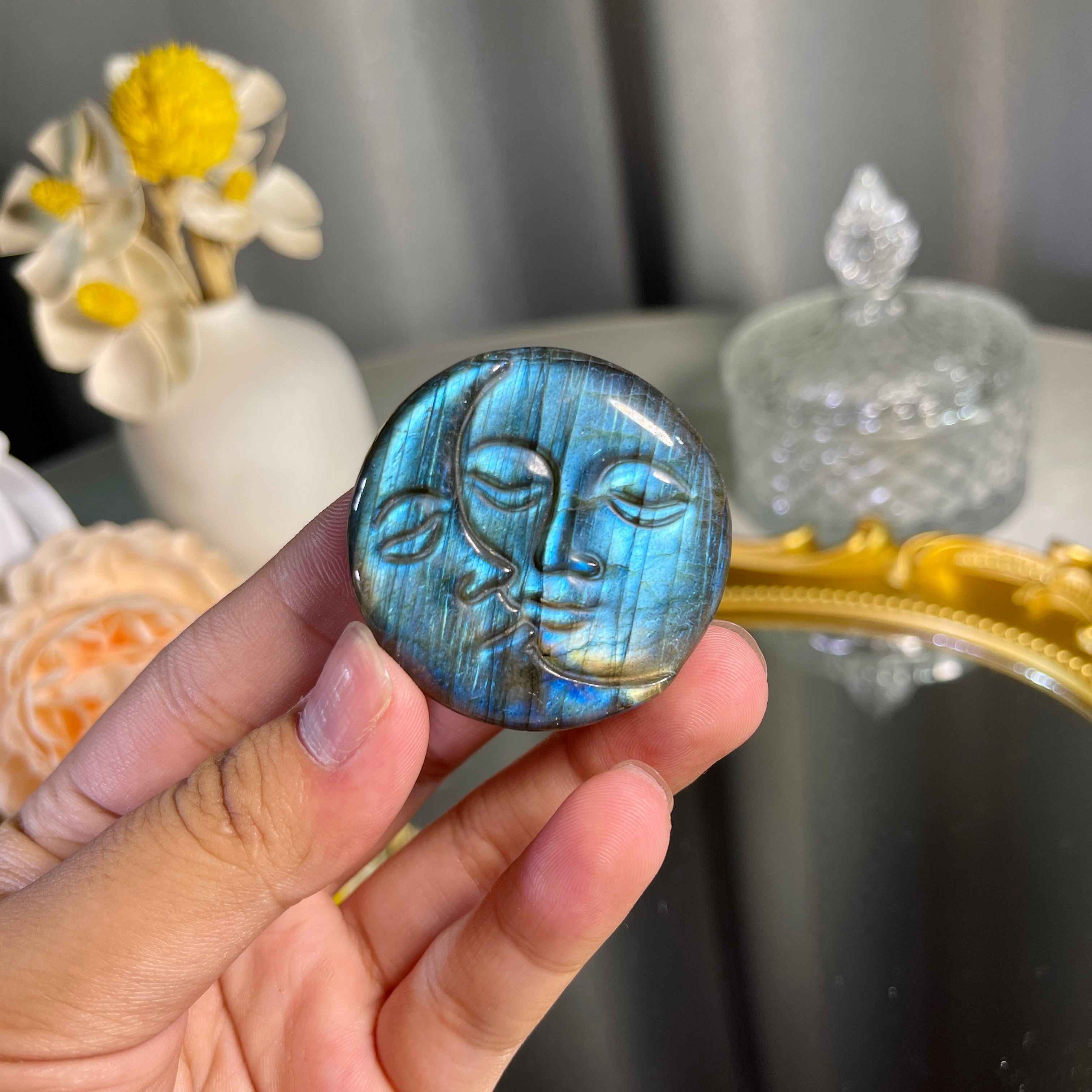 1.6"+ Labradorite Sunface With Moonface 1PC