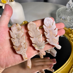 3.0"+ Flower Agate Feather 1PC