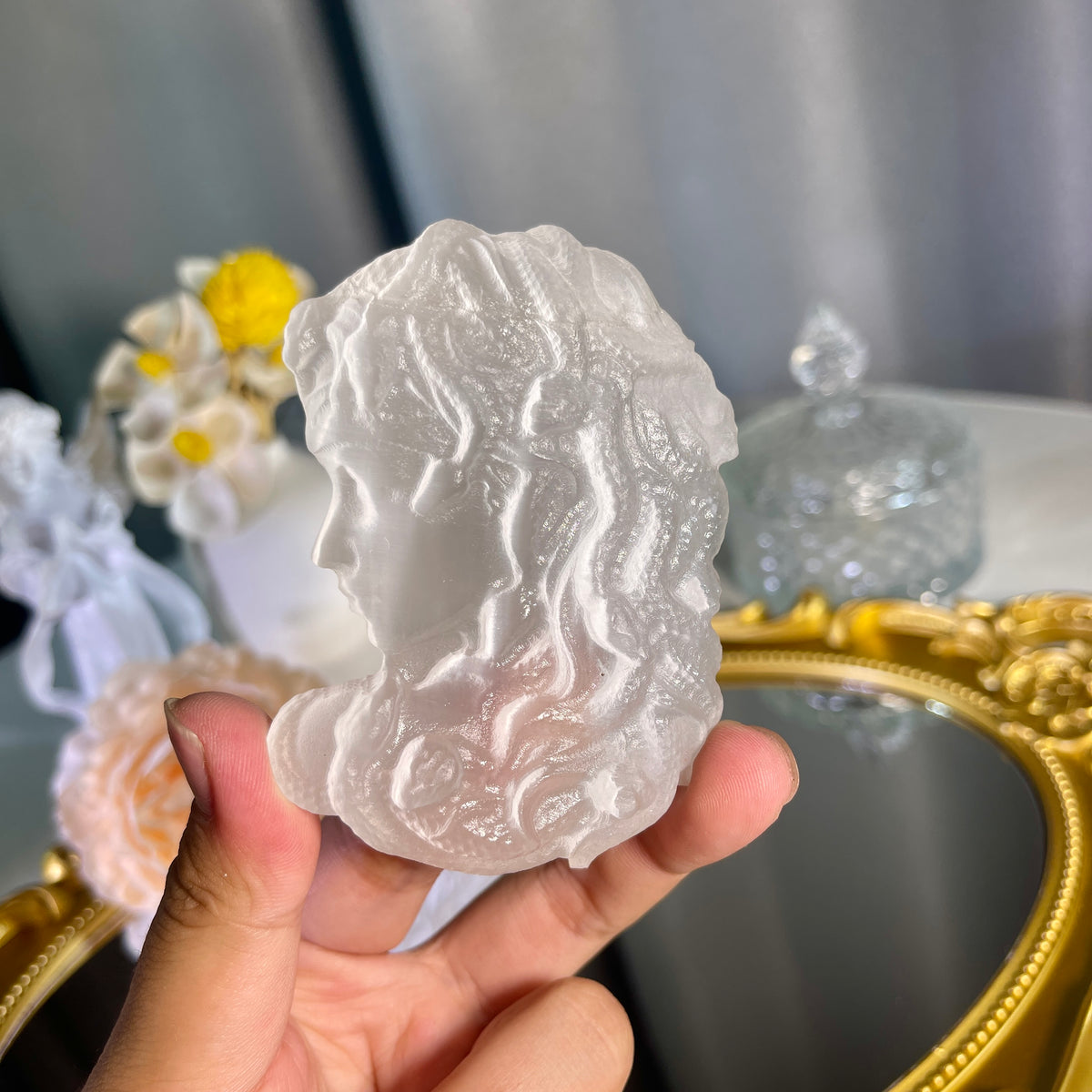 3.2"+ Selenite Medusa 1PC