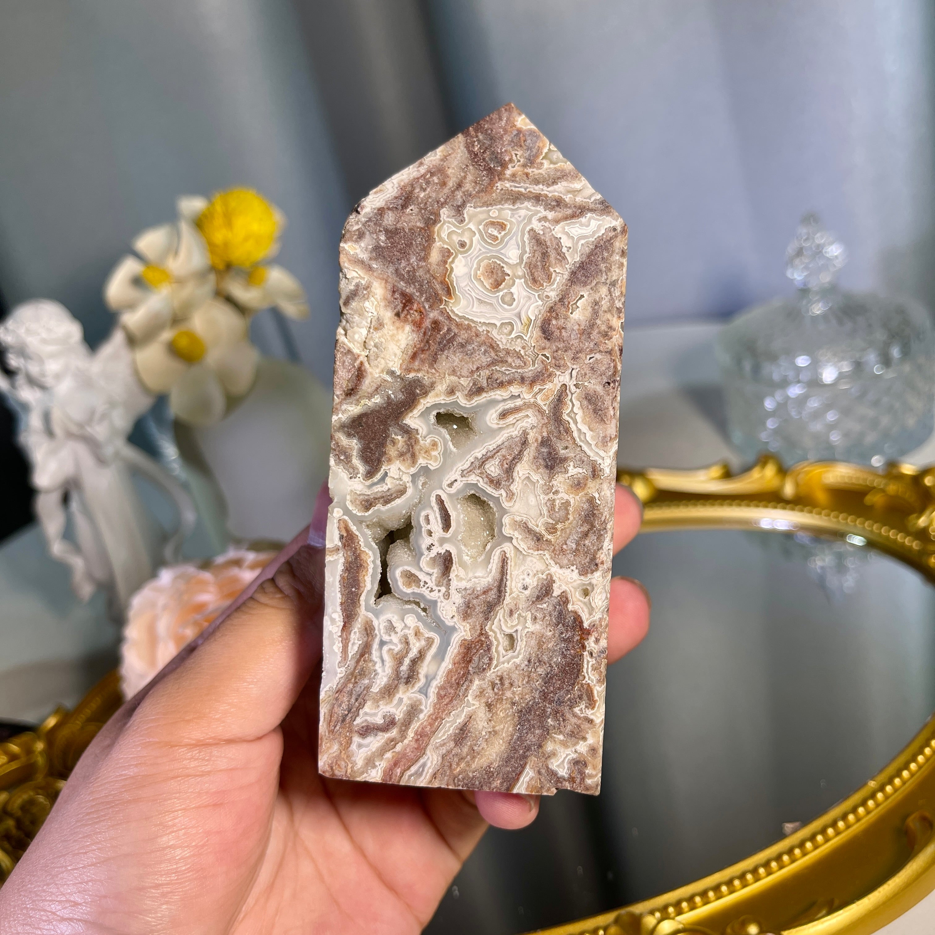 4.6"+ Mexican Lace Agate Tower 1PC