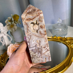 6.5"+ Mexican Lace Agate Tower 1PC