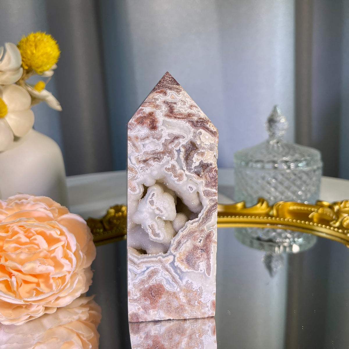 4.6"+ Mexican Lace Agate Tower 1PC