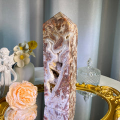 8.8"+ Mexican Lace Agate Tower 1PC