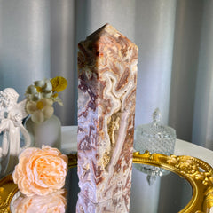 8.8"+ Mexican Lace Agate Tower 1PC