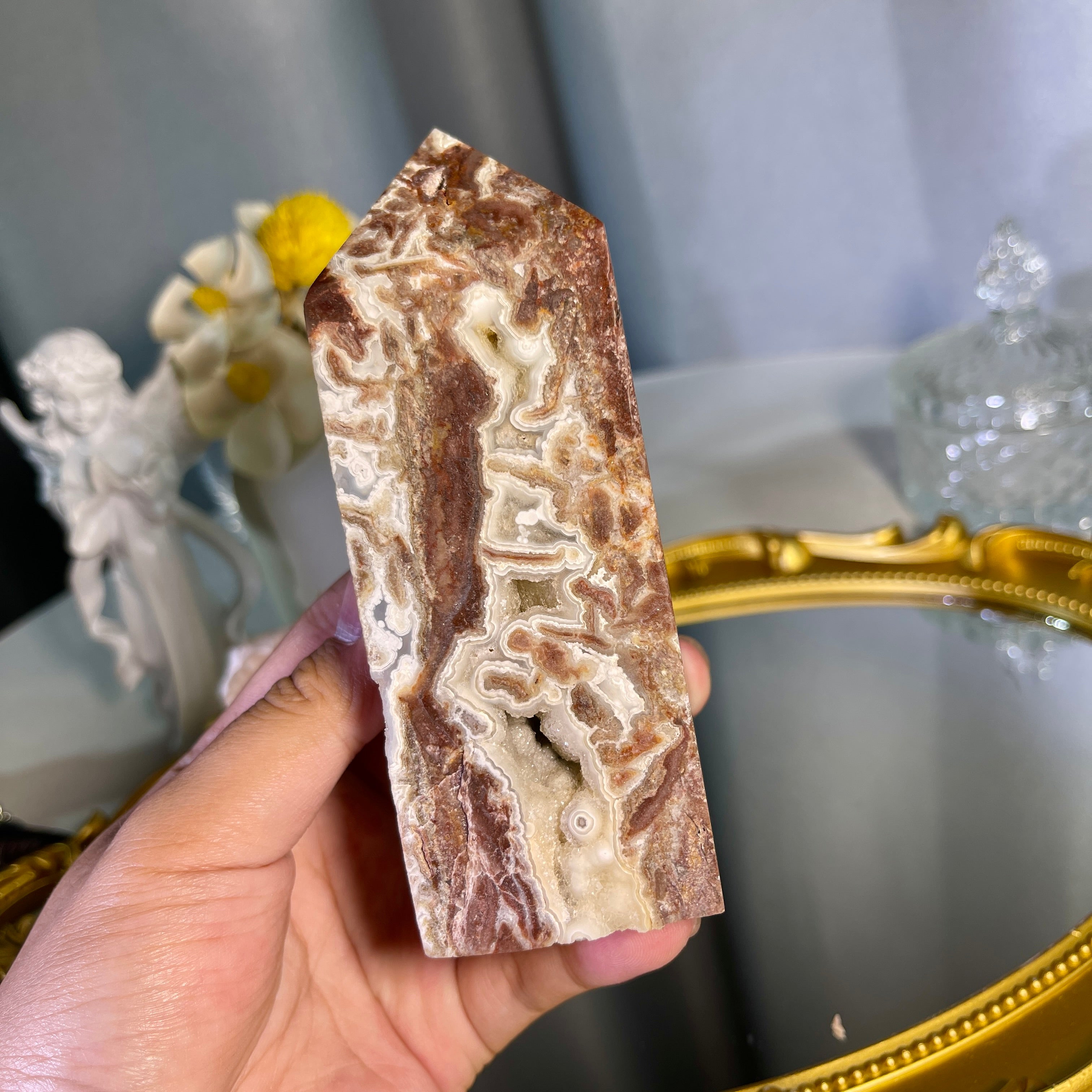 4.8"+ Mexican Lace Agate Tower 1PC