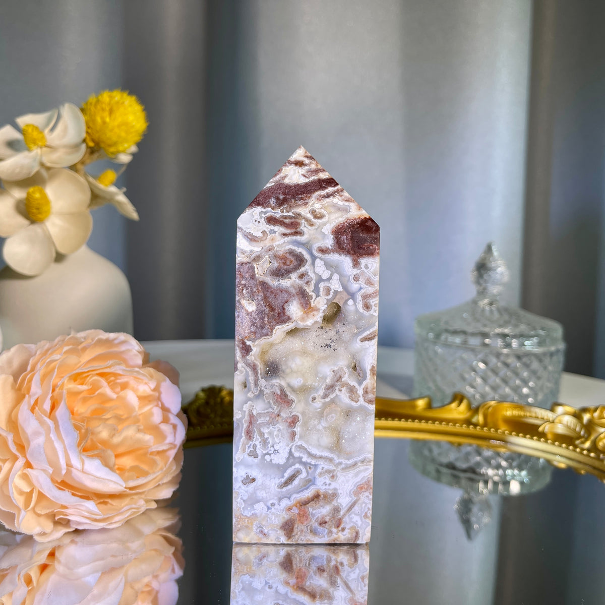 4.8"+ Mexican Lace Agate Tower 1PC