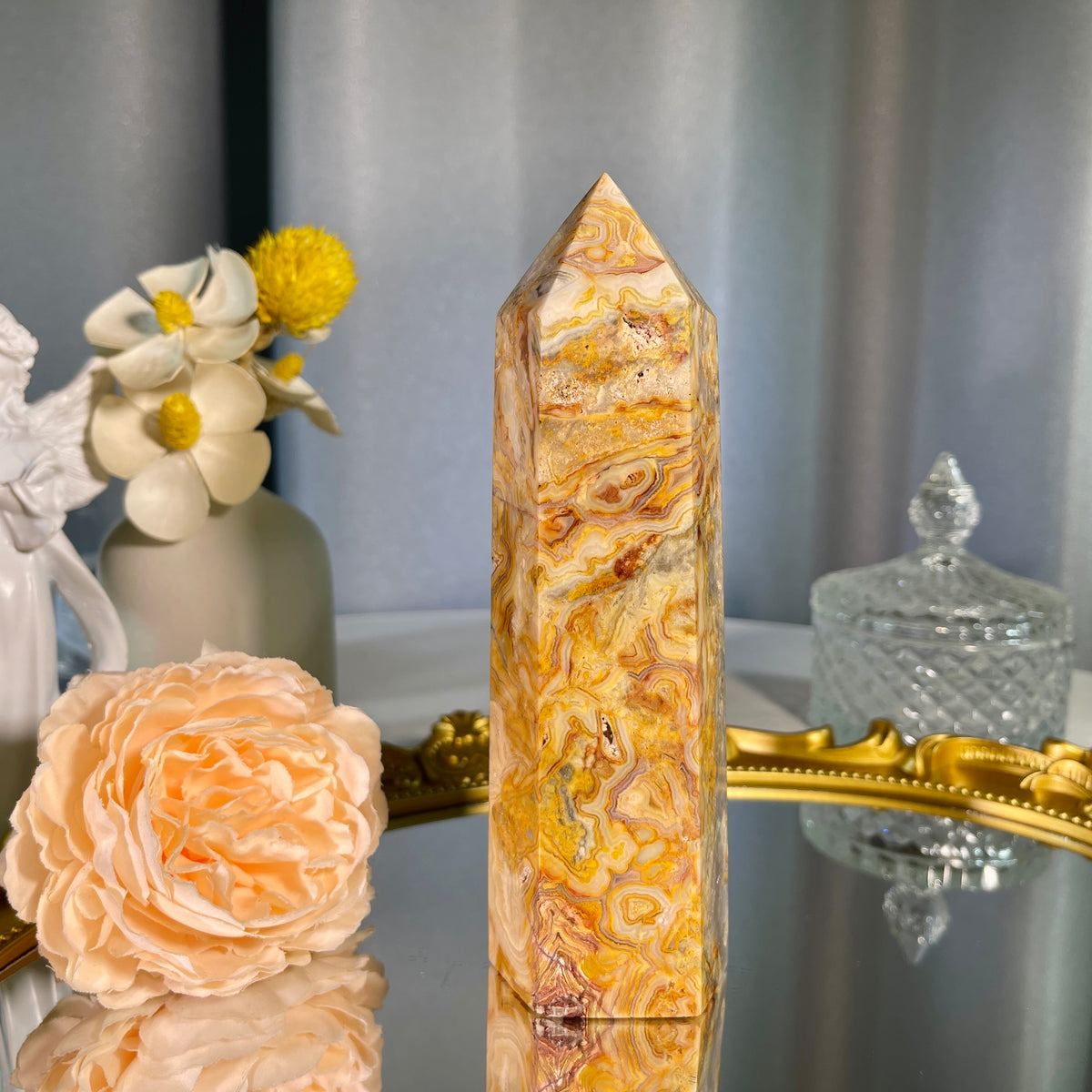 6.0"+ Crazy Lace Agate Tower 1PC