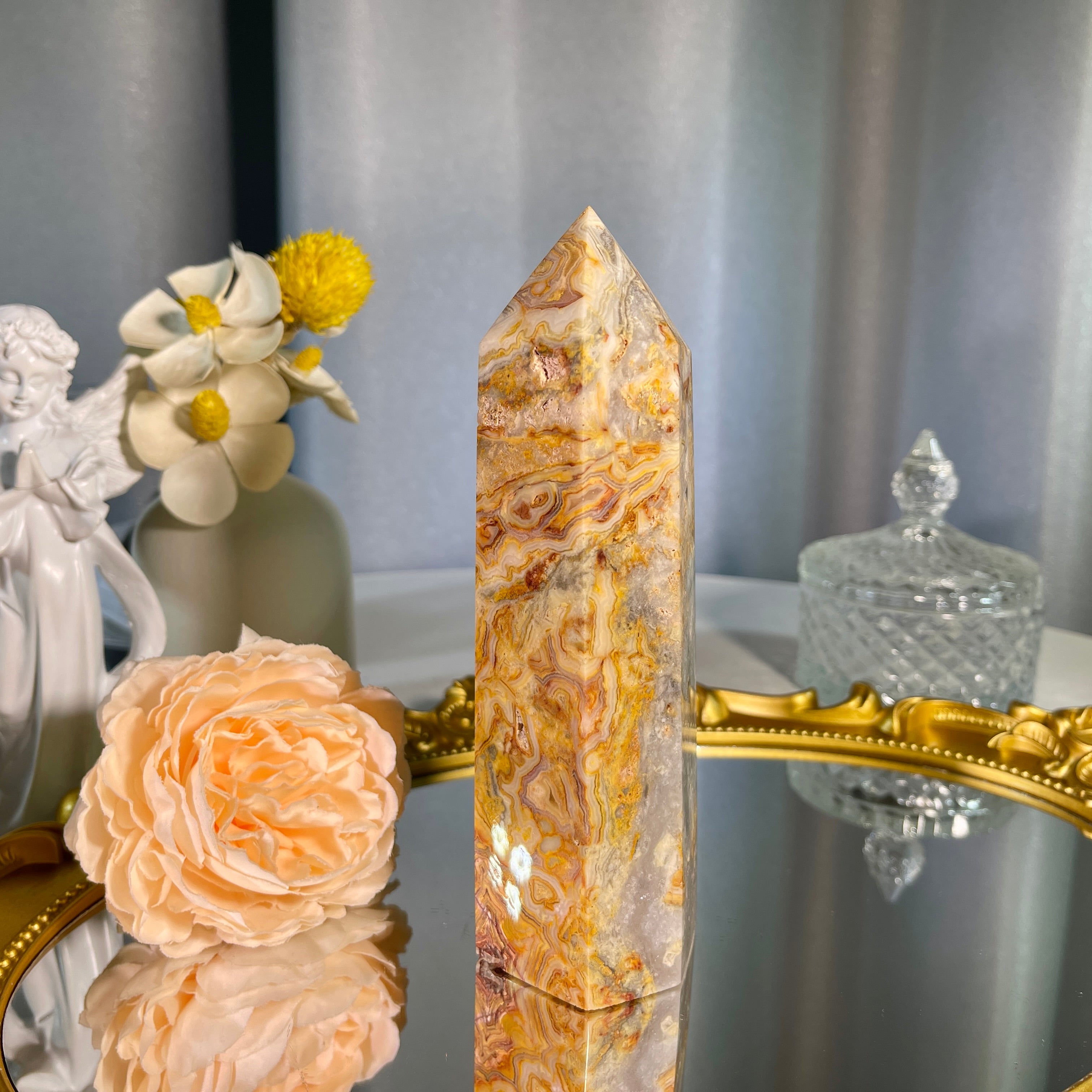 6.0"+ Crazy Lace Agate Tower 1PC