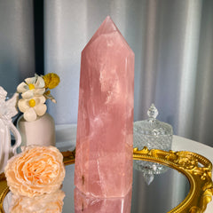 9"+ Rose Quartz Tower 1PC