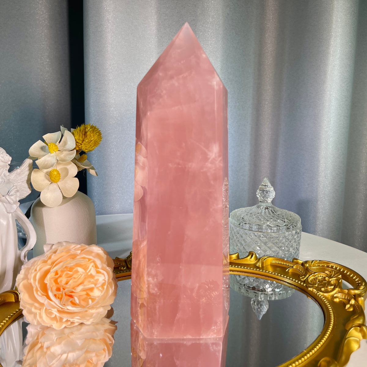 9"+ Rose Quartz Tower 1PC