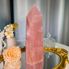 9"+ Rose Quartz Tower 1PC