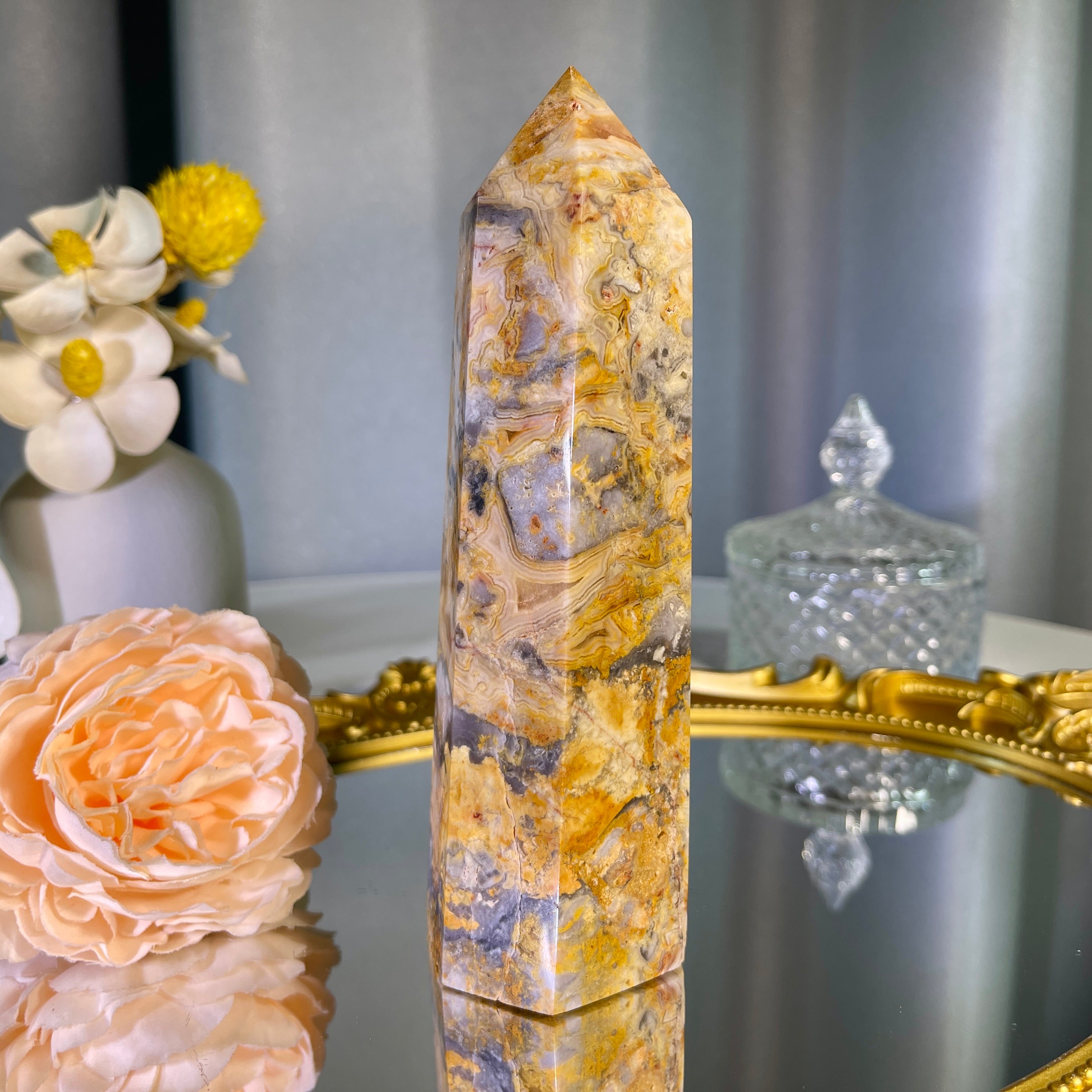 6.0"+ Crazy Lace Agate Tower 1PC