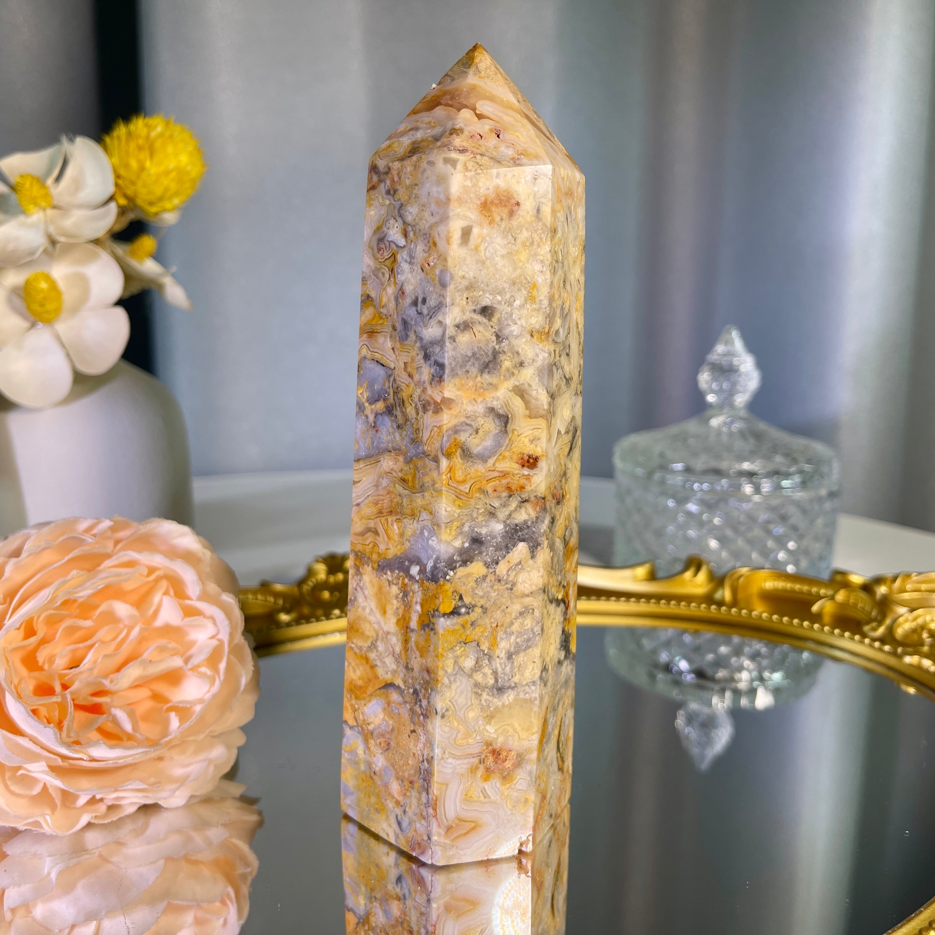 6.0"+ Crazy Lace Agate Tower 1PC