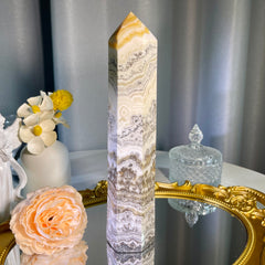 8.8"+ Dendritic Calcite Tower 1PC