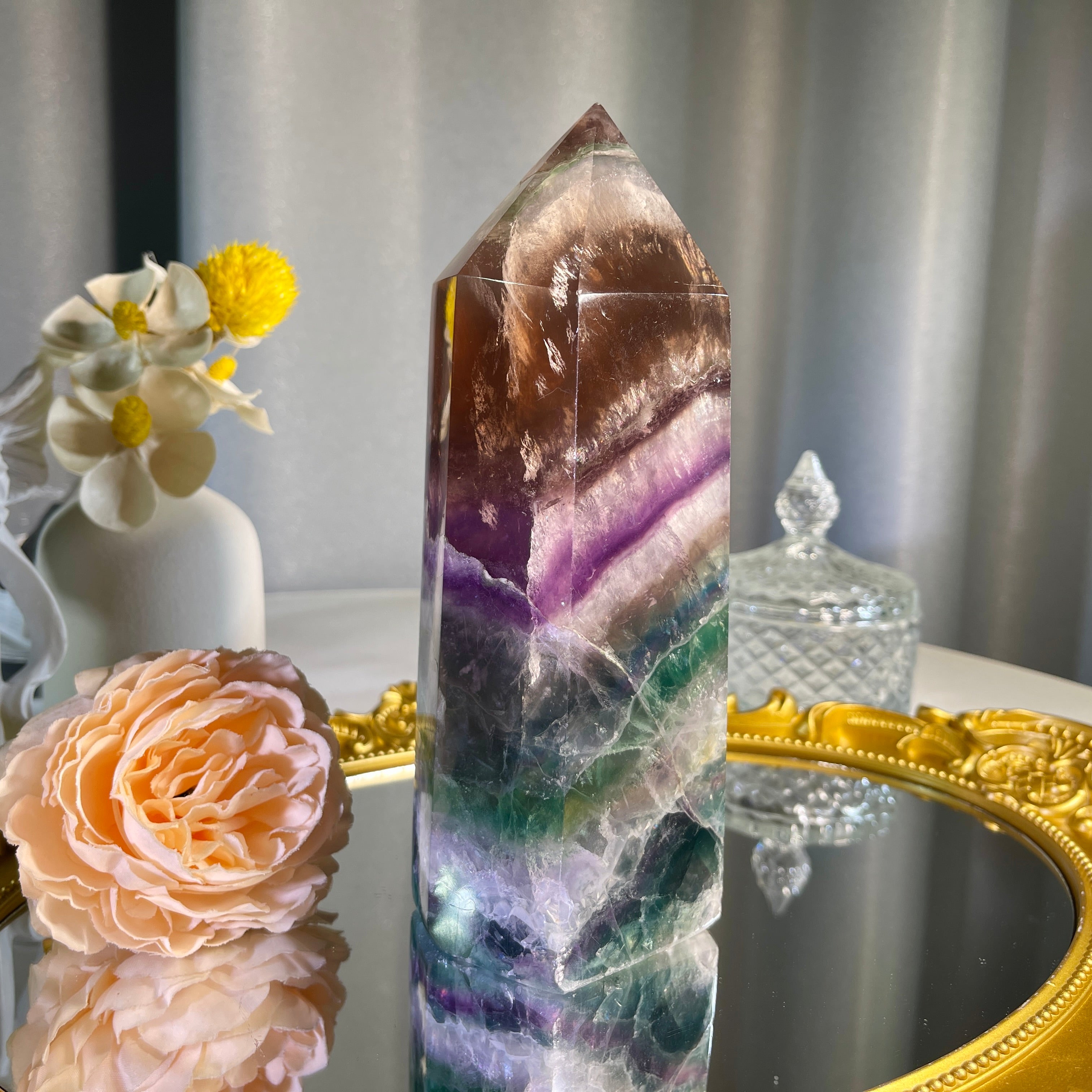 6.9"+ Rainbow Fluorite Tower 1PC