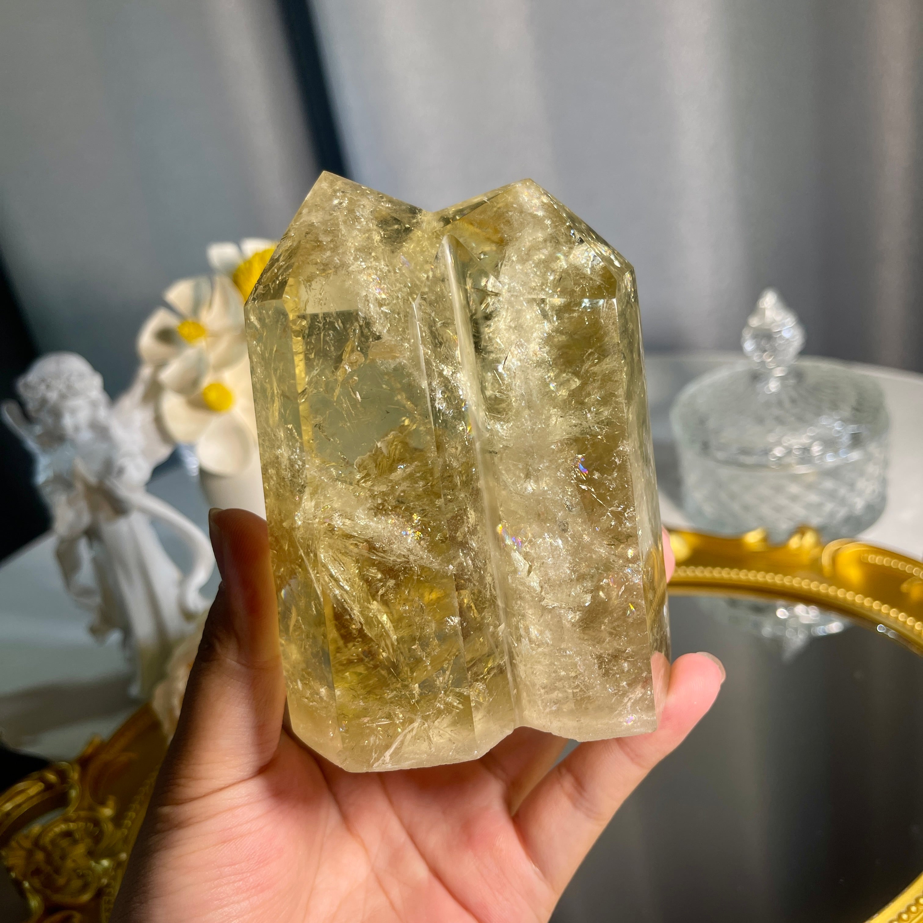 4.0"+ Citrine Twins Tower 1PC