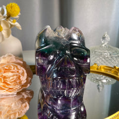 4.7"+ Rainbow Fluorite Skull 1PC