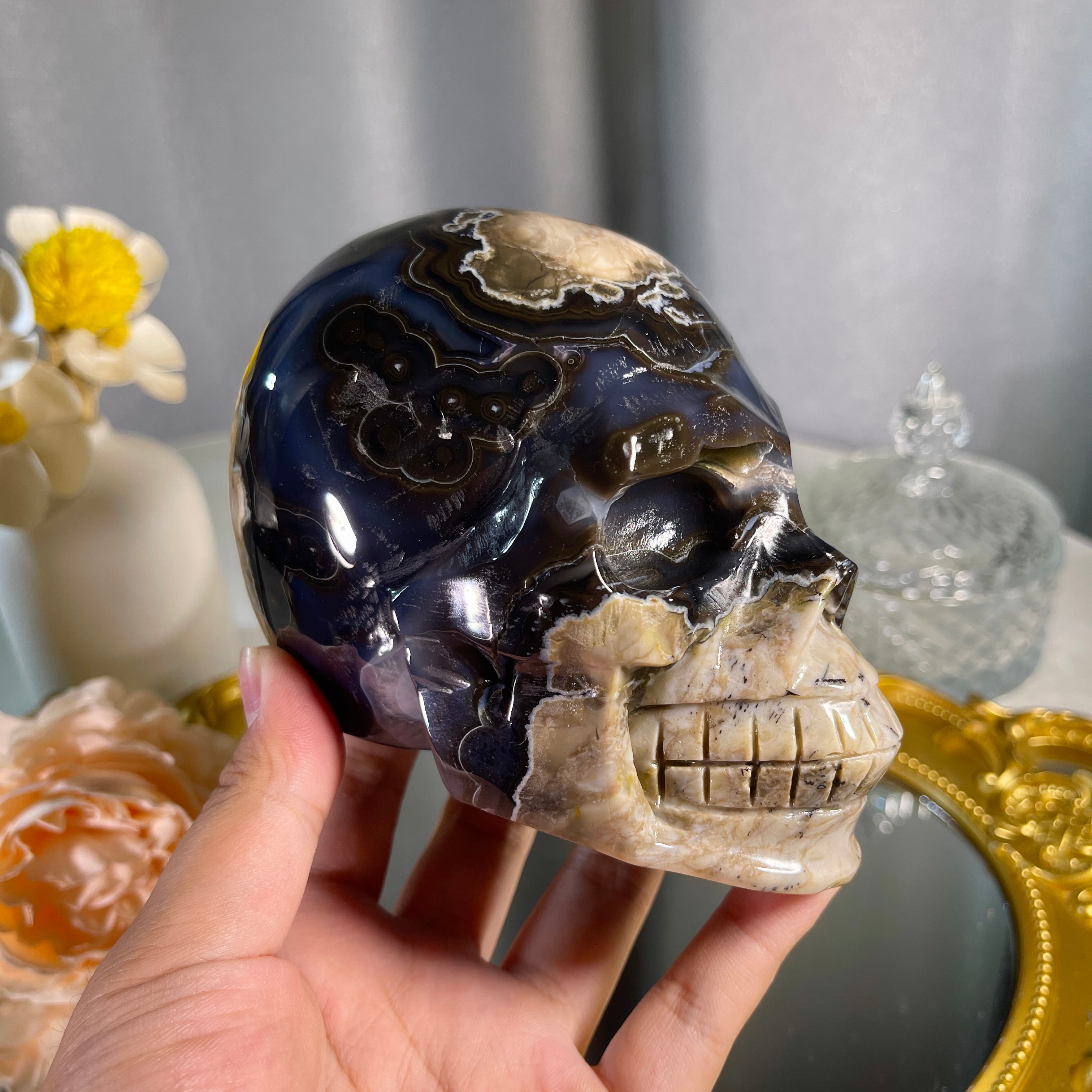 3.3" Volcano Agate Skull 1PC