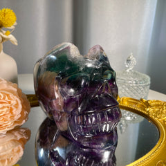 4.7"+ Rainbow Fluorite Skull 1PC