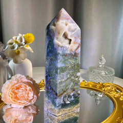 7.7"+ Moss Agate Tower 1PC