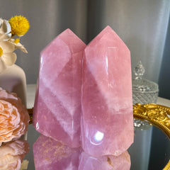 5.5"+ Rose Quartz Twins Tower 1PC