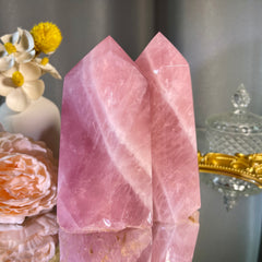 5.5"+ Rose Quartz Twins Tower 1PC