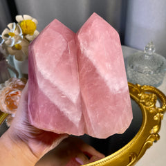 5.5"+ Rose Quartz Twins Tower 1PC